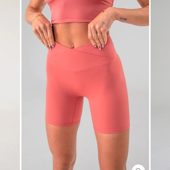 Women's Blush Cross Over High-Waisted Shorts - Picture 1 of 3